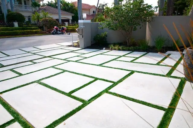 Stamped concrete outdoor patio surface — residential